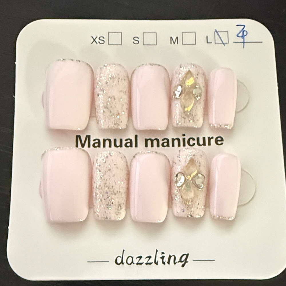 Dazzling Pink Glitter Press-On Nails